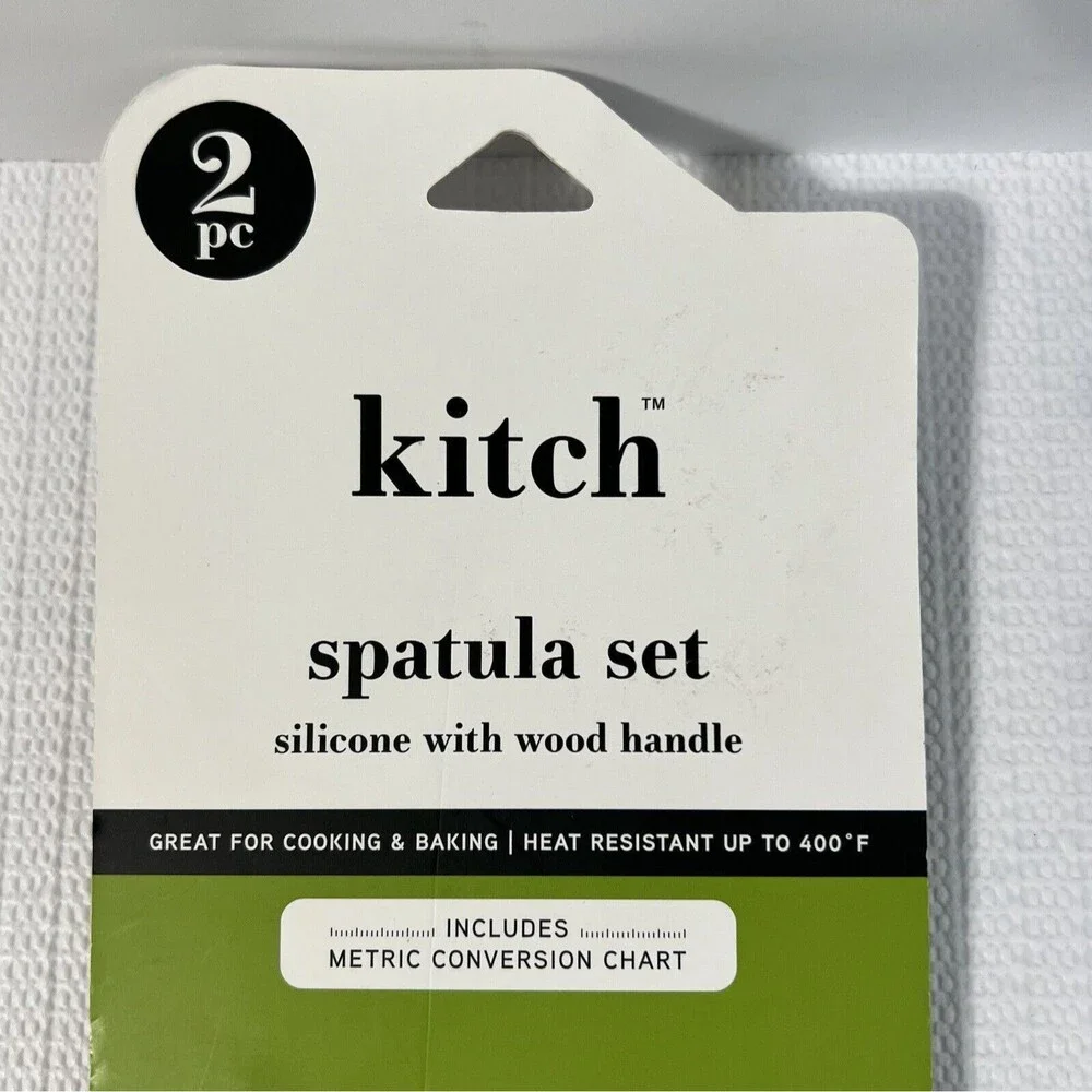 Kitch 2 PC Strawberry Silicone Spatula Set Wooden Handle Metric Conversion Chart